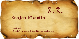 Krajcs Klaudia névjegykártya